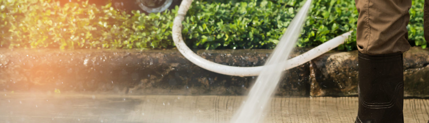 High pressure deep cleaning on pavement